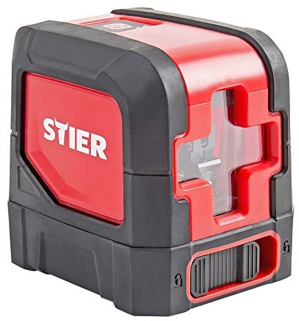 STIER Kreuzlinienlaser 2x120°, Projektion in 2D, automatische Selbstnivellierung, Umschaltbar horizontal/vertikal, magnetischer Wandhalterung, mit Schutztasche