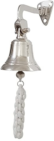 Purpledip Campana náutica de latón: Barco pirata marino colgante de pared, plata (11404A)