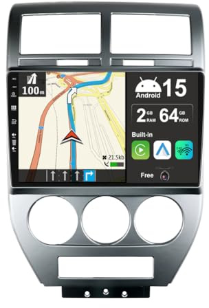 JOYX Android 13 IPS Autoradio Passt für Jeep Compass 1 MK (2006-2010) - Eingebautes Kabellos CarPlay Android Auto - Rückfahrkamera - 2G+32G - 10.1 Zoll 2 Din - DAB Lenkradsteuerung 4G WiFi Fast-Boot