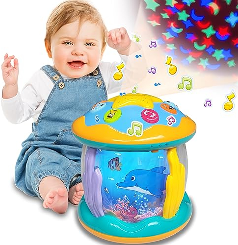 AMLGBTOP Baby Spielzeug ab 1 Jahr Mädchen Jungen Nachtlicht Up Kinder Spielzeug 6 9 12 18 Monate Musikspielzeug Lernen Kriechen Babyspielzeug 1 Jahr Schöne Geschenk für 1 2 3 Jährige Mädchen Jungen