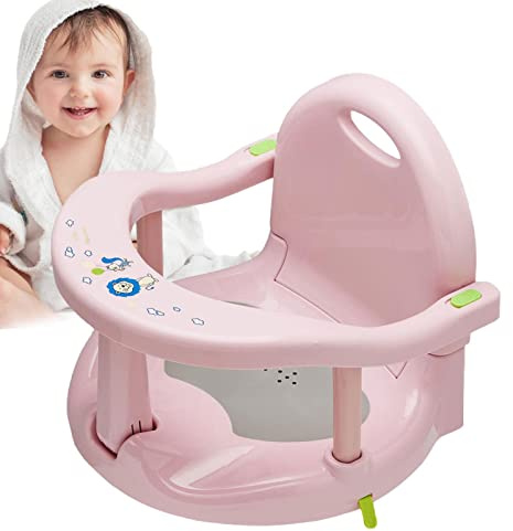 Bain pour Bébé avec Ventouses,Chaise Bain avec Dossier,Siege Bebe,Ergonomique,Anti-dérapant avec Accoudoi Et Haut Soutien pour Les Bébés 6 À 24 Mois, Supporte Jusqu'à 20kg