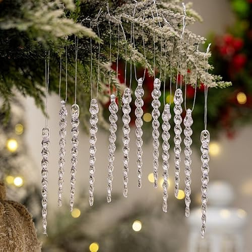 30pcs Icicle Ornaments Clear Plastic Icicle Christmas Ornaments Acrylic Clear icicles for Christmas Tree Decoration (13cm Icicle 1)