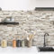 CREARREDA Kitchen Sign, Splashproof, Easy to Apply, Beige Stones Design, 190 x 60 cm, 100% Made in Italy, PVC, Fireproof and Water Resistant, for Sinks