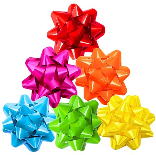 Üka • 25 Geschenkschleifen. Größe Medium 7 cm. Helle Farbkombination. Selbstklebende Schleifen für die Geschenkdekoration. Geschenkschleifen für Geburtstage, Partys und Veranstaltungen.