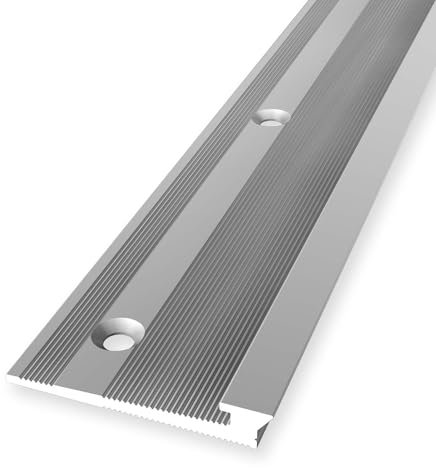 Listón de bordes, 6 x 36 x 2700 mm, perfil de acabado, aluminio anodizado, liso, avellanado, perforado, plateado