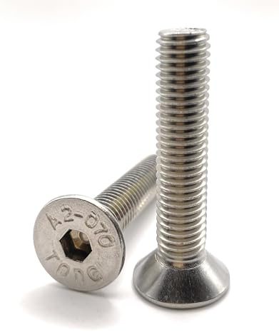 M10x50 mm skruv, A2 rostfritt stål BTR försänkt huvud | Ø 10 x 50 mm, M10 x 50 mm, FHC 6-sidig skruv, ihålig (insexnyckel) ISO 10642/DIN 7991 | A2 rostfritt skruv (V2A/304): parti