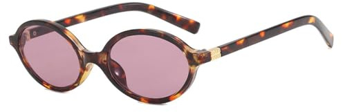 PFINAMC Occhiali da vista piccoli ovali femminili in stile retrò con montatura per occhiali da donna, leopardo viola, C