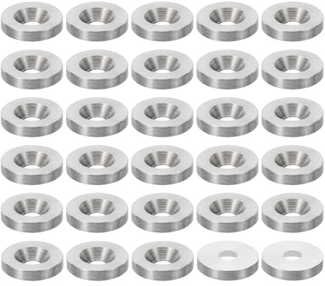 PATIKIL Rondelle Fraisée M5 Finition, 30Pcs 18mm de Diamètre 3.5mm de Hauteur Solide Acier Inoxydable 304 CNC Rondelle en Forme de Tasse à Tête Plate pour Constructions