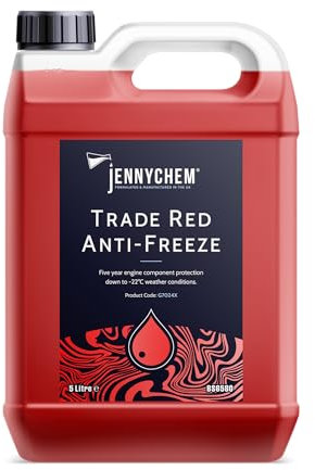 Ready to Use Red Antifreeze Coolant 5L – Jennychem Long-Life Engine Coolant with OAT Technology | Protects Against Freezing, Overheating & Corrosion