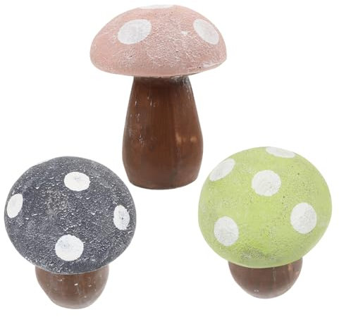 BESPORTBLE Élégant Ensemble De 3 Figurines De Champignons en Résine pour Décoration De Jardin Petites Figurines De Champignons Ornements Décoratifs Dextérieur pour Jardin