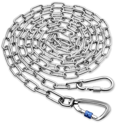 Correa de cadena de metal resistente de 15 pies con gancho giratorio, a prueba de masticación para patio, camping y corredor al aire libre, cable de amarre para perros barato y fuerte