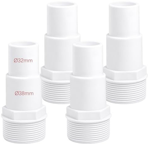 YJSDDNTY Set di 4 connettori per tubi per piscina, Ø 32/38 mm su 1,5 pollici, bianco