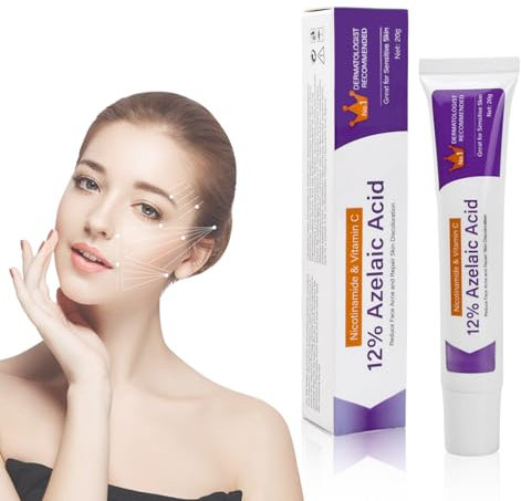 12% Azelaic Acid Serum, Crema Antiacné y Suero Facial, Azelaic Acid Face Cream, Anti Acne Cream Face Serum, Removes Acne, Redness Brightening Face Skin Care for All Skin