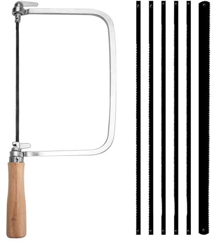 ZMDMAH Set de sierra de marquetería con 7 hojas (14/18/24 dientes), sierras de marquetería, sierras de marquetería, sierras de metal, sierra de mano, sierra de hierro para metal, plástico y madera