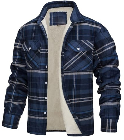 Darringls Chemise de bûcheron pour homme, à carreaux, pour l'hiver, avec doublure en polaire, veste en polaire thermique, chaude, en flanelle, pour homme, mode hivernale, veste décontractée à carreaux