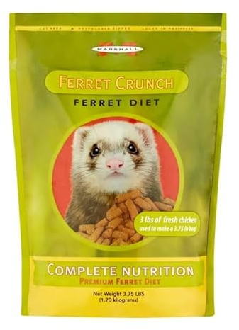 Ferret Crunch Dry Food ~ 3.75 Lb ~ This Ferret Food Has A High Protein Balance Along with an Ideal Balance of Amino Acids to Improve Digestibility and Keep Your Furry Friend's Tummy Happy ~ (1 Pack)