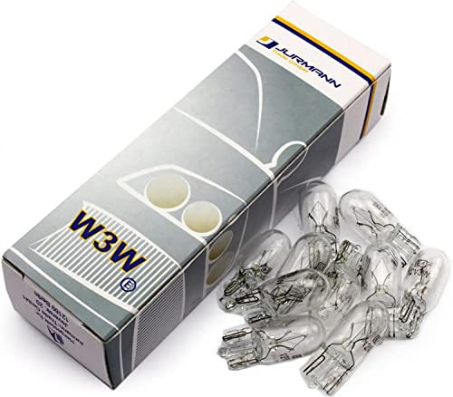 * PRAKTISCHES SET * - 10 Stück - W3W - W2.1x9.5d - T10 12V 3W KFZ Beleuchtung - LONGLIFE - Glühlampe, Glassockellampe, Glühbirne, Soffitte, Autolampen WERKSTATTWARE vom Jurmann Trade GmbH®