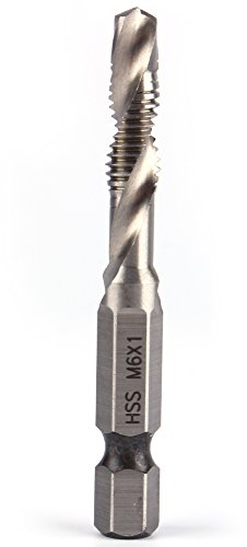 Akozon Drill and Tap Bit, HSS Tap Drill Bit M6 1/4 Hex Shank Drill & Tap Taper Drill Bits Power Tool Part, Tapping Drill Bit Set Drill Tap Bit