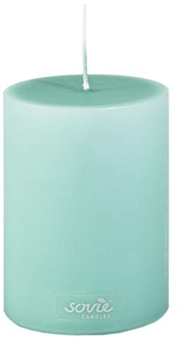 Sovie CANDLES Stumpenkerze | Dochtkerze Kerze Blockkerze | 1 Flachkopfkerze in Jadegrün (Ø70mm x 100mm)