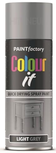 HitlineUK 400ML LIGHT GREY SPRAY PAINT GLOSS SPRAY INTERIOR EXTERIOR PAINT WOOD PLASTIC METAL PAINT COLOUR IT