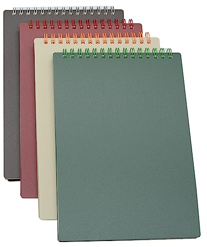 Yansanido Top Bound Spiral Notebook, 4 Pcs 4 Color A5 Size Thick Plastic Hardcover 7mm College Ruled Paper 80 Sheets (160 Pages) Journal for School and Office Supplies (4 Pcs A5)