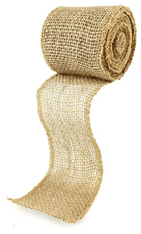 D.RECT Juteband Natur Braun Rolle 7x500cm - 7cm Breit - Jute Geschenkband Vintage - Dekoband Hochzeit - Jutestoff für Floristik und Dekoration