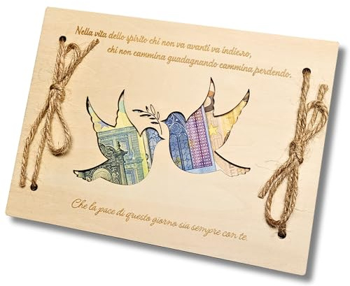 Biglietto Battesimo in Legno | Busta portasoldi Battesimo | Regalo Battesimo Bimbo, Bimba | Regalo Comunione, Cresima | Regalo in Denaro Battesimo