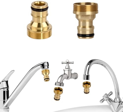 Osuter 2 Piezas Conector de Grifo de Latón Conectores de Manguera Adaptador Hilo Interior y Exterior Universal Adaptador de Grifo Manguera para Jardín Hogar Cocina Lavadora