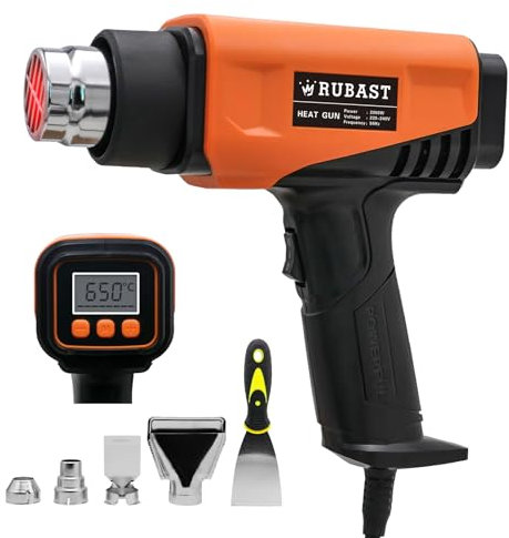 LCD Heat Gun 2000W,Heavy Duty Industrial Hot Air Gun,Adjustable Temp 50-650℃, 2 Heating Modes,1.5S Fast, Overload Protection,Paint Stripping Wood,Shrinking,Bending PVC Pipe-2 Meter Long Cord
