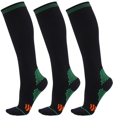 Evolyline 3 Paar Medizinische Kompressionsstrümpfe Damen & Herren flug, kompressionssocken stützstrümpfe thrombosestrümpfe damen Herren für Sport Laufen Reise Fahrrad Radsport 20-30 mmHg