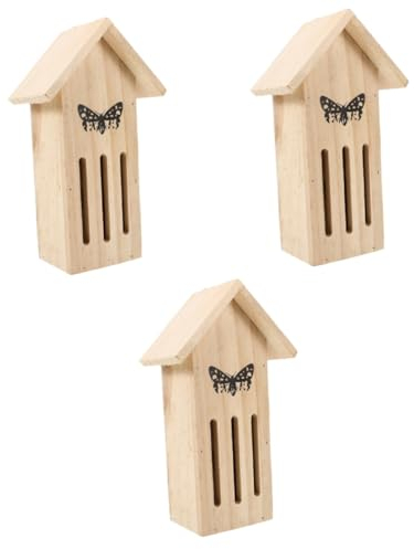 Kisangel 3stücke Hängendes Schmetterlingshaus Aus Holz Natürlicher Lebensraum Und Futterstelle Für Schmetterlinge Im Garten Dekorative Schmetterlingshabitat Für Outdoor-bereiche