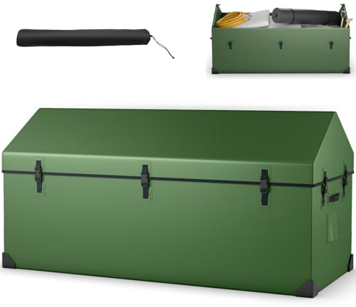 GiantexUK 658L Garden Storage Box, Weatherproof Tarpaulin Deck Box with Mesh Vents, Corner Protectors & Handles, Extra Large Outdoor Chest Container for Patio Poolside Tools Toys Cushions Pillows