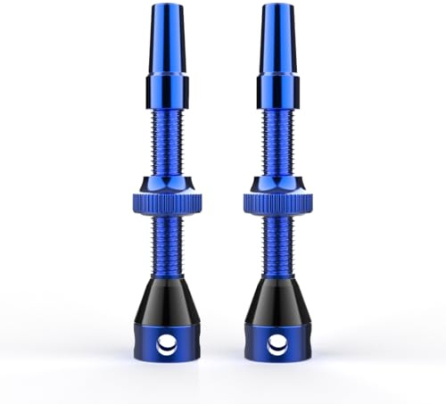 Shredr. Kit de valves tubeless bleu 44 mm | Kit complet avec outil de valve et seringue sans chambre à air | Aluminium super léger, anodisé rouge, valve française Presta (44 mm) (44 mm)