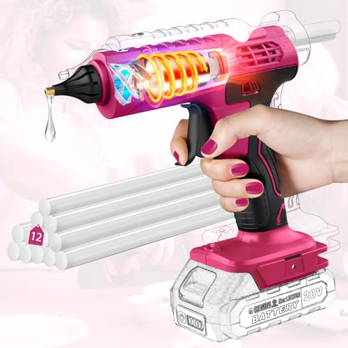 Innopower Pistolet à colle chaude sans fil 100 W pour batterie Makita 18 V/21 V, chauffage rapide, avec 12 bâtons de colle, pistolet à colle chaude pour bricolage, artisanat et réparations rapides (sa