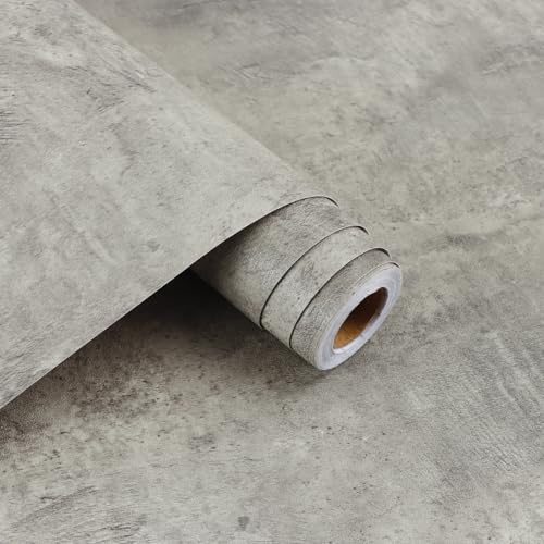 Arthome 40x600cm Cement Dark Grey Concrete Wallpaper Peel Bonded Paper Self-Adhesive Waterproof Concrete Decorative Vinyl Film for Studios,Offices, Shops, Bars, Gyms,Rrestaurant Countertops