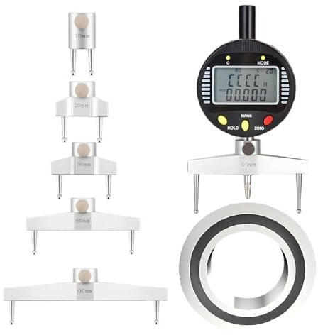Multi-Functions Digital Radius Gauge Indicator, Digital Radius Measurement Tool, with 10/20/30/60/100Mm Changeable Measuring Jaw