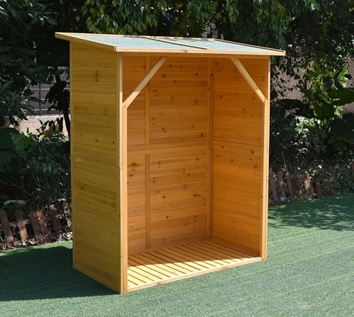 Mucola Brennholzregal 160x134x75 cm Kaminholzregal mit Rückwand Holz Understand für Kaminholz großes Fassungsvermögen Holzstapelhilfe Feuerholzregal