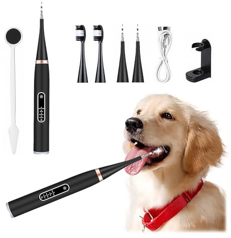Dog Plaque Remover With 5 Cleaning Modes, 8-Pack Pet Dental Care Kit With Toothbrush for Dogs and Cats, Portable
