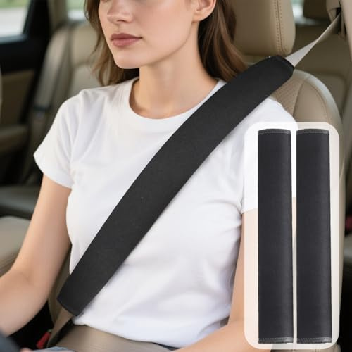 Funda para cinturón de Seguridad Extra Larga Mejorada 2025, Paquete de 2 Fundas para cinturón de Seguridad de 19.7 Pulgadas para una Experiencia de conducción máxima cómoda, Protector de Hombro Suave