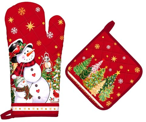 Arquiel White Gold Marble Oven Mitts and Pot Holders -100% Cotton, Heat Resistant Extra Long Oven Gloves & Hot Pads for Cooking BBQ Grilling Baking Gift, Set of 2