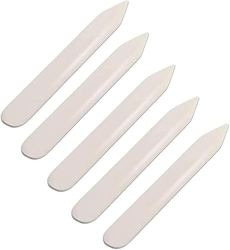 WUTA Bone Folder Tool for Leather & Bookbinding，5 Pcs Ox Bone Burnishers, Paper Scorer and Creaser for DIY Crafting Projects(A）