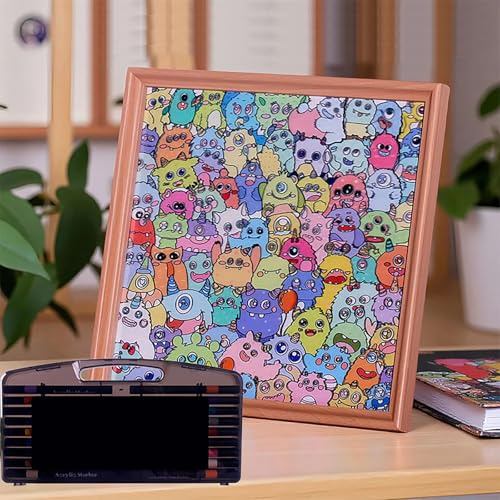 Cadre de puzzle en bois à faire soi-même, cadre photo en bois à peindre, puzzle 3D en bois en forme de chat, décoration unique pour la décoration de la maison, les amateurs d'artisanat (monstre)
