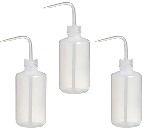 Bottle,Squeeze Bottle,3 Pack 250ml Safety Wash Bottle with Narrow Mouth,Plastic Economy Natural Squeeze Condiment Water Bottle Caps for Plant