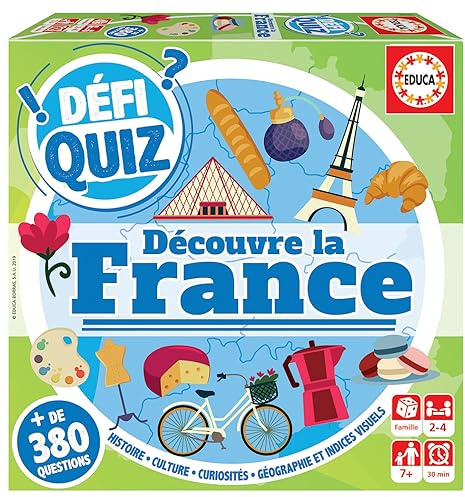 Educa Borrás Defi Quiz-scoprire la Francia, gioco di società, 18155