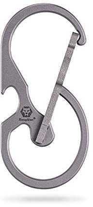RovyVon U8 Small Keychain Carabiner, Mini Key Pocket Clip, Titanium EDC with Bottle Opener, Multi Tool, Best, Heaty Duty, Emergencies, Man, Office
