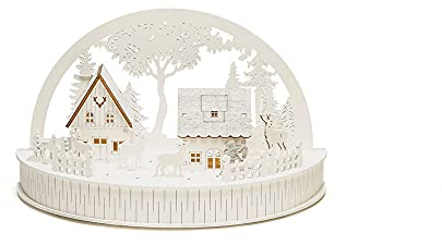 Konstsmide Illuminazione/Sagoma Motivo Arco Villaggio con Renne Ornamento Decorazione/Funzionamento a batteria: 2xAA (Escl.)/Scena di Natale Diodi Bianco Caldo, Legno