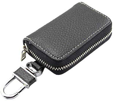 1 PZ Custodia universale in pelle per chiavi dell'auto con anello portachiavi per auto con cerniera tasca per chiavi portafogli per uomini e donne uso nero creativo e utile Nice Processed