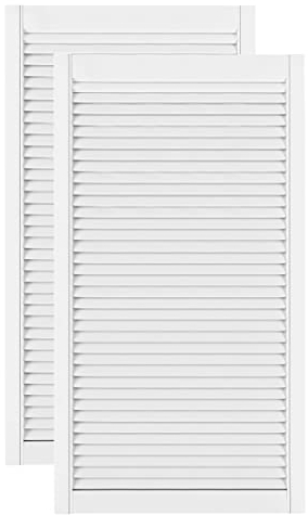 Lamellentüren Holz 2er Pack 594x1100 mm | Holztür aus massiver Kiefer mit MDF Lamellen | Möbelfronten für kreative Renovierung | Lamellentür für Garderobe, Küche oder Wohnzimmer | Weiß lackiert