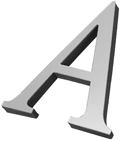 PATIKIL 3D Acrylique Alphabet Miroir Paroi Autocollants Lettre A Autoadhésif Maison Décoration Lettre Signe Art Autocollant Décalcomanie pour Bricolage Maison Décoration Argenté