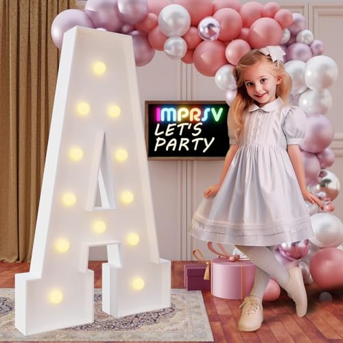imprsv 4FT Marquee Letters, Big Light Up Letters for Marry Me Wedding Event Bridal Shower Baby Shower Anniversary Birthday Party Decor,Letter A